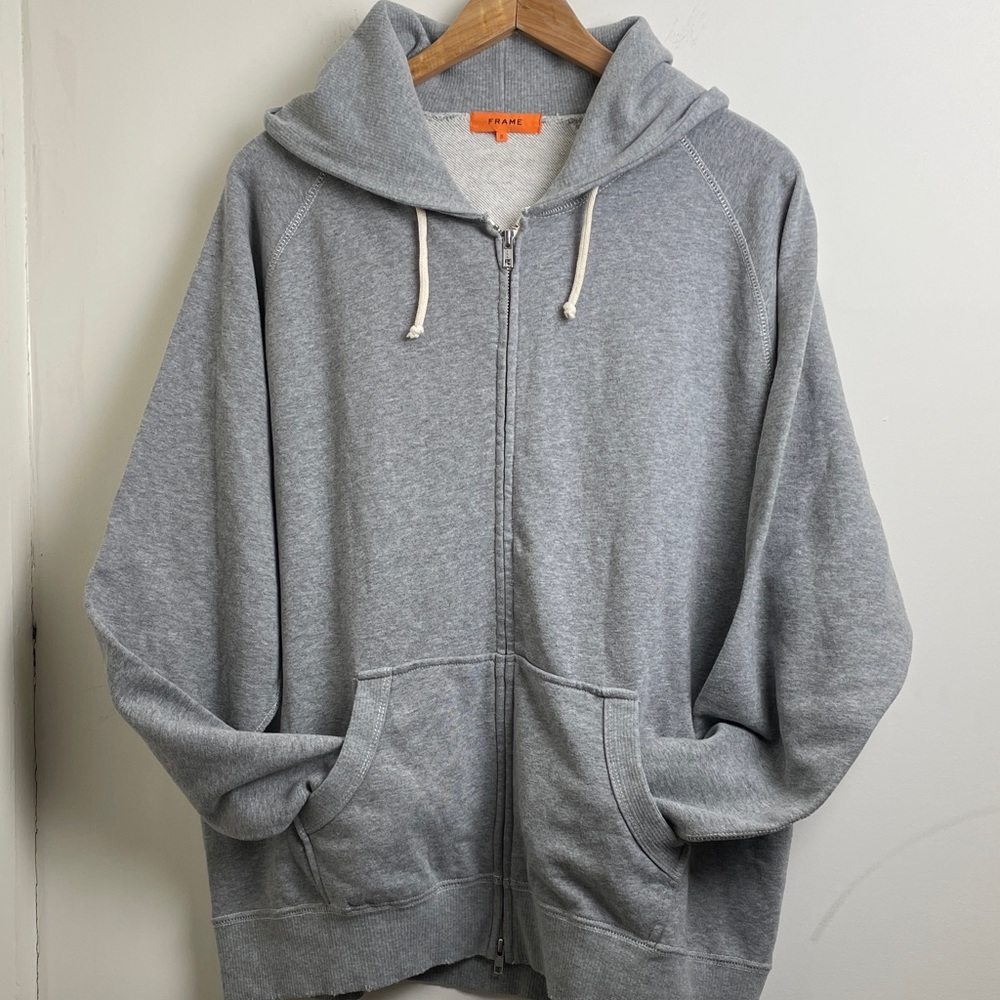 Frame Denim Light Gray Zip-Up Hoodie Size XL NWOT
